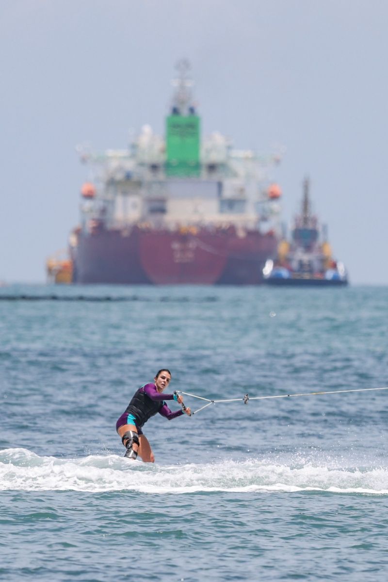 Mariana Nep liderou uma fase classificatória do wakeboard no Santa Marta 2023. Foto: William Lucas/COB.